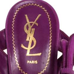 Pre Owned Saint Laurent Paris Fuchsia Suede Tribute Platform Sandals Size 39.5