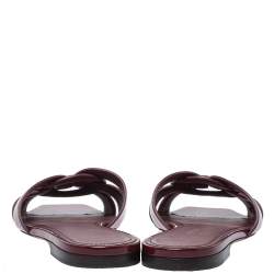 مملوكة مسبقًا Saint Laurent Paris Red Patent Leather Tribute Flat Slides Size 36