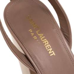 Saint Laurent Paris Beige Criss Cross Leather Farrah Platform Sandals Size 38.5