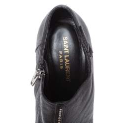 مملوكة مسبقًا Saint Laurent Paris Black Studded Leather Pointed Toe Platform Ankle Boots Size 38