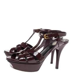 مملوكة مسبقًا صندل سان لو ران باريس سير كاحل تريبوت جلد بني نعل سميك مقاس 39.5