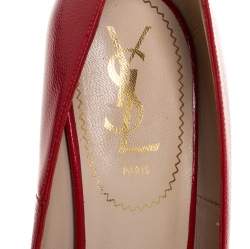 Saint Laurent Paris Red Leather Tribtoo Platform Pumps Size 38.5