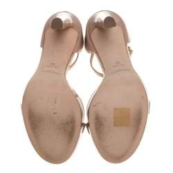 Saint Laurent Paris Beige Patent Leather Platform Ankle Strap Sandals Size 37