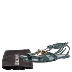 Saint Laurent Paris Blue Leather Ycon Ankle Strap Flats Size 38