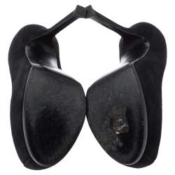 مملوكة مسبقًا Saint Laurent Paris Black Suede Tribtoo Platform Pumps Size 36.5