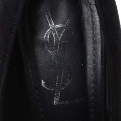 مملوكة مسبقًا Saint Laurent Paris Black Suede Tribtoo Platform Pumps Size 36.5