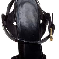 Saint Laurent Paris Dark Burgundy Patent Leather Tribute Sandals Size 37