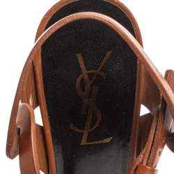 Pre Owned Saint Laurent Paris Brown Leather Tribute Sandals Size 36.5
