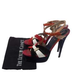 Saint Laurent Multicolor Suede Tribute Platform Sandals Size 40 