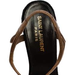 Pre Owned صندل سان لوران باريس جلد ذهبي تاليثا مقاس 37.5