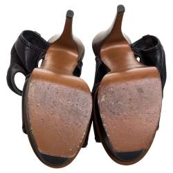 Pre Owned Saint Laurent Paris Black Leather Platform Sandals Size 36