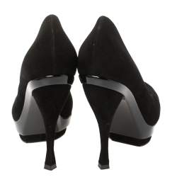  Saint Laurent Paris Black Suede Arya Platform Pumps Size 36