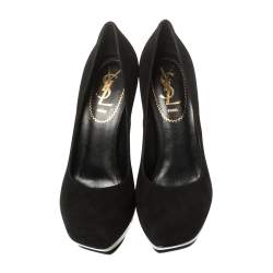  Saint Laurent Paris Black Suede Arya Platform Pumps Size 36