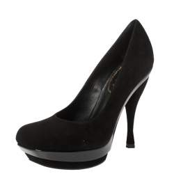  Saint Laurent Paris Black Suede Arya Platform Pumps Size 36