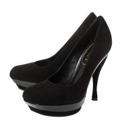  Saint Laurent Paris Black Suede Arya Platform Pumps Size 36