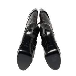 مملوكة مسبقًا حذاء بوت للركبه سان لوران جلد و جلد لامع و جلد ثعبان أسود مقاس 37