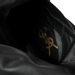 مملوكة مسبقًا حذاء بوت للركبه سان لوران جلد و جلد لامع و جلد ثعبان أسود مقاس 37