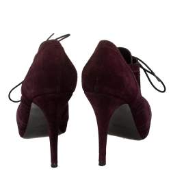 Pre Owned Yves Saint Laurent Burgundy Suede Janis Booties Size 37