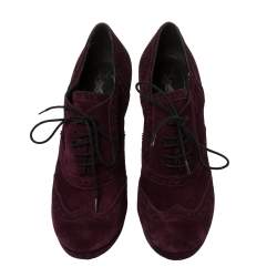 Pre Owned Yves Saint Laurent Burgundy Suede Janis Booties Size 37