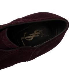 Pre Owned Yves Saint Laurent Burgundy Suede Janis Booties Size 37