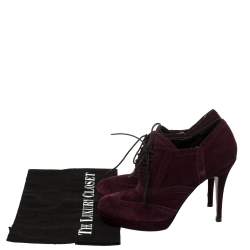 Pre Owned Yves Saint Laurent Burgundy Suede Janis Booties Size 37
