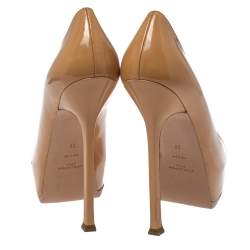 Saint Laurent Paris Beige Patent Leather Tribtoo Pumps Size 39