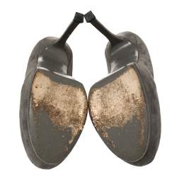 Pre Owned Saint Laurent Grey Suede Tribtoo Platform Pumps Size 41.5