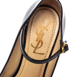 مملوكة مسبقًا Saint Laurent Black Patent Leather Tribute Too Mary Jane Platform Pumps Size 36