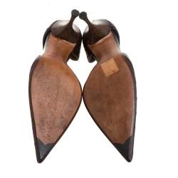 Pre Owned Saint Laurent Brown Perforated Leather D'orsay Pumps Size 38