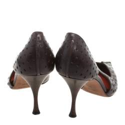 Pre Owned Saint Laurent Brown Perforated Leather D'orsay Pumps Size 38