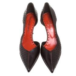 Pre Owned Saint Laurent Brown Perforated Leather D'orsay Pumps Size 38