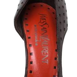 Pre Owned Saint Laurent Brown Perforated Leather D'orsay Pumps Size 38