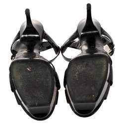 Pre Owned Saint Laurent Black Patent Leather Tribute Sandals Size 40