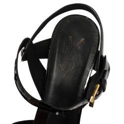 Pre Owned Saint Laurent Black Patent Leather Tribute Sandals Size 40
