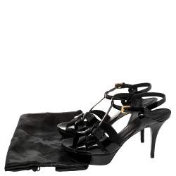 Pre Owned Saint Laurent Black Patent Leather Tribute Sandals Size 40