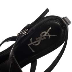 Pre Owned Saint Laurent Paris Black Leather New Riveg Platform Sandals Size 39