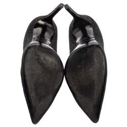 مملوكة مسبقًا Saint Laurent Black  Glitter And Suede Pointed Toe  Pumps Size 39.5
