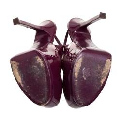 مملوكة مسبقًا Saint Laurent Burgundy Patent Leather Round Toe Slingback Pumps Size 39