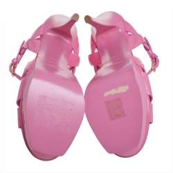 مملوكة مسبقًا Saint Laurent Paris Pink Patent Leather Tribute Sandals Size 38.5