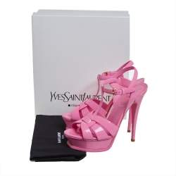 مملوكة مسبقًا Saint Laurent Paris Pink Patent Leather Tribute Sandals Size 38.5