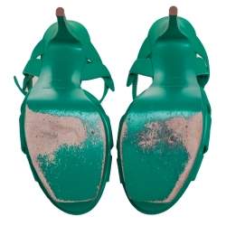 مملوكة مسبقًا صندل سان لوران تريبوت جلد أخضر مقاس 39.5