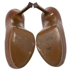 Pre Owned Saint Laurent Brown Leather Tribtoo Platform Pumps Size 36