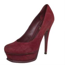 Saint Laurent Burgundy Suede Tribtoo Pumps Size 37