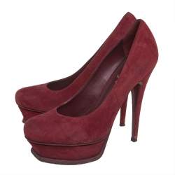 Saint Laurent Burgundy Suede Tribtoo Pumps Size 37