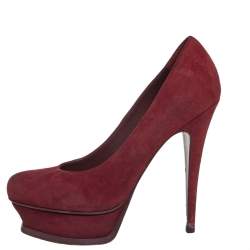 Saint Laurent Burgundy Suede Tribtoo Pumps Size 37