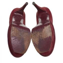 Saint Laurent Burgundy Suede Tribtoo Pumps Size 37