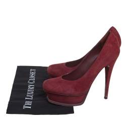 Saint Laurent Burgundy Suede Tribtoo Pumps Size 37