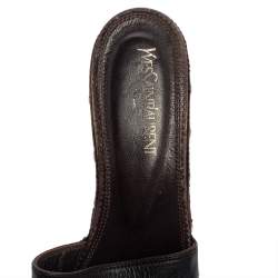 Pre Owned Saint Laurent Black Leather Open Toe Mule Sandals Size 39