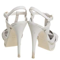 Saint Laurent White Leather Tribute Sandals Size 35.5