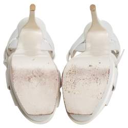 Saint Laurent White Leather Tribute Sandals Size 35.5